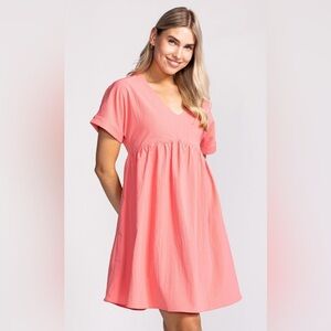 Pink Martini daisy dress pink Coral V-Neck mini dress XS